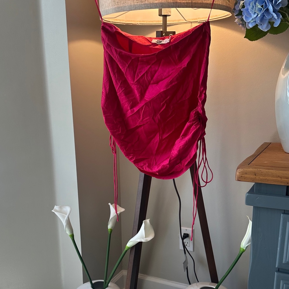 Tiger Mist Fuchsia Ruched Mini Skirt